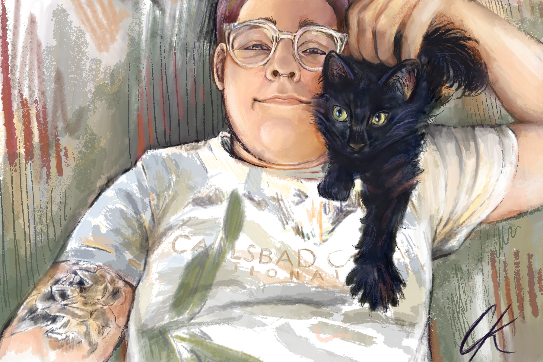 Sam Portrait with Cat Nyx