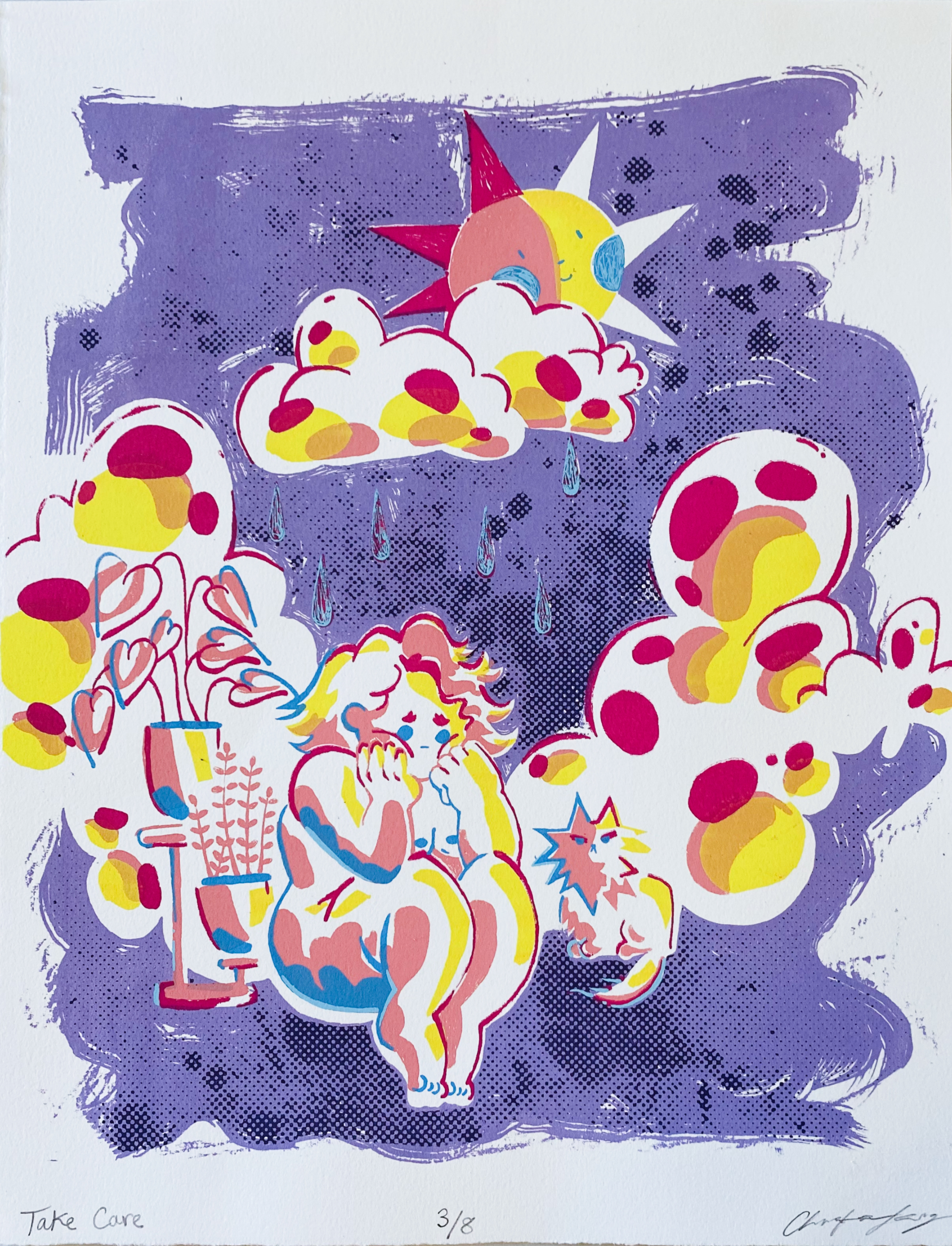 Take Care 2022 11x14 Screenprint BFK Paper